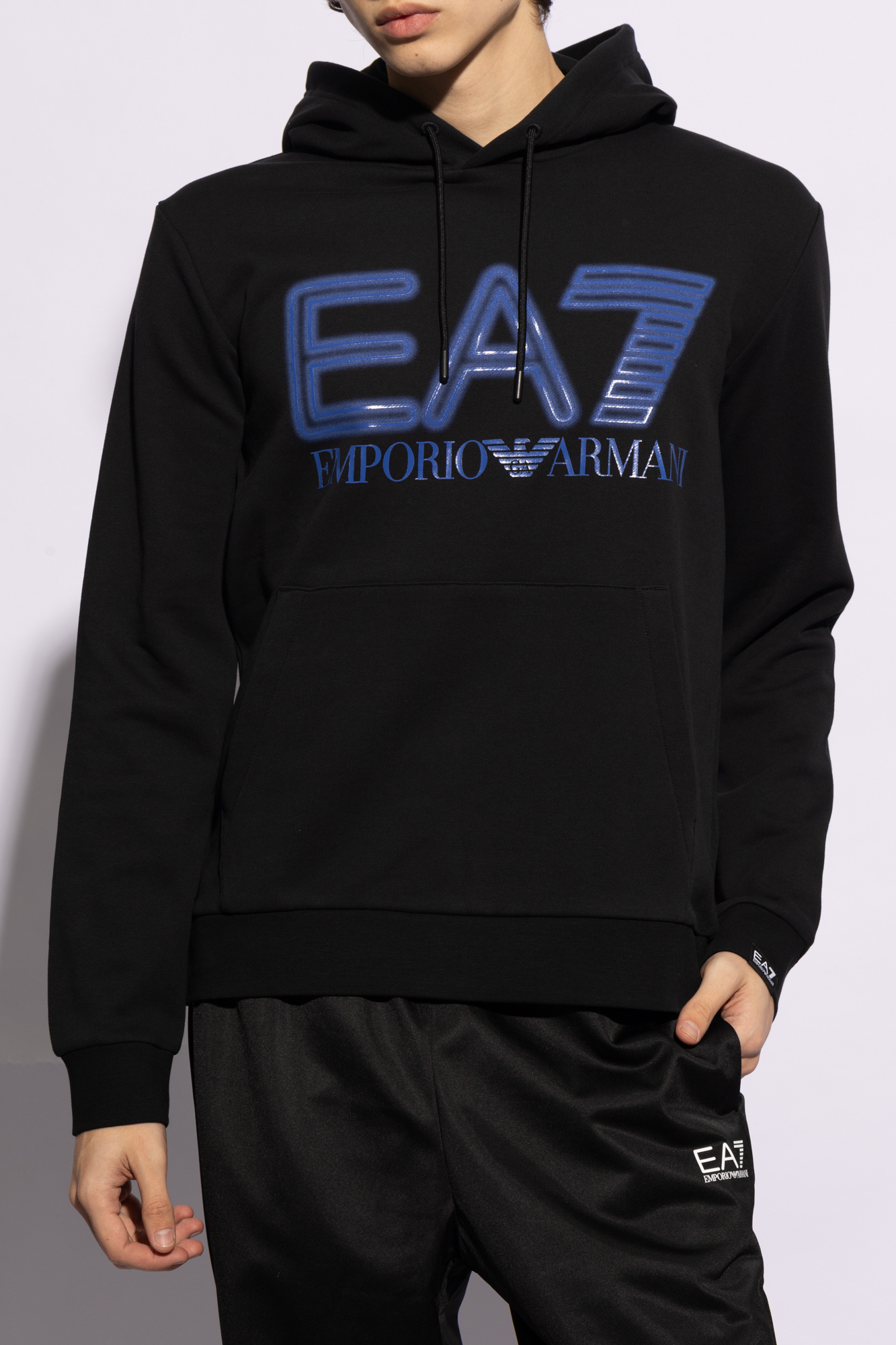 Black Hoodie with logo EA7 Emporio Armani SchaferandweinerShops Canada Emporio Armani Kids Boys Short Sets for Kids